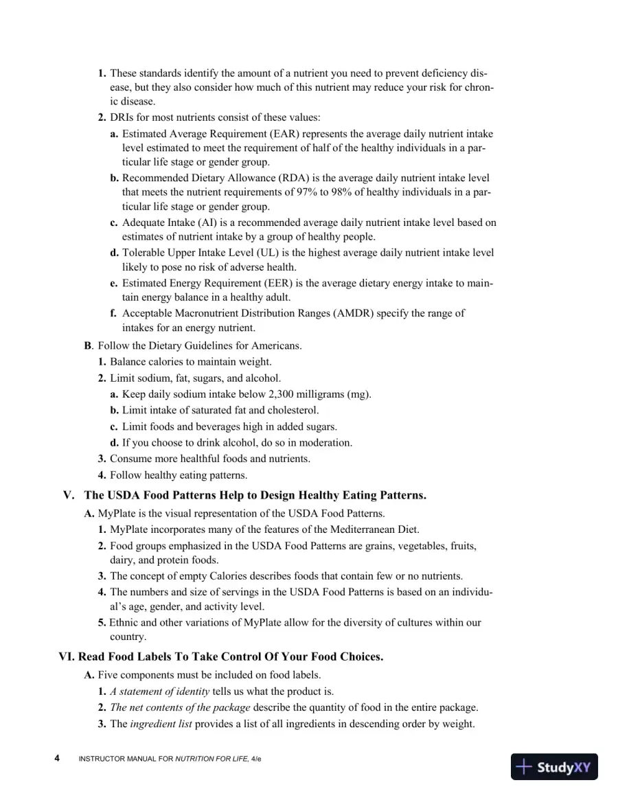 Revision Notes for Nutrition for Life, 4th Edition, page 7