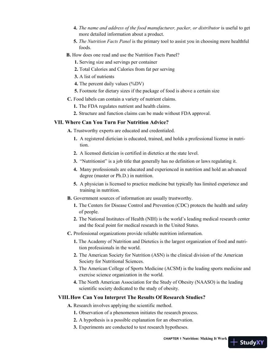 Revision Notes for Nutrition for Life, 4th Edition, page 8