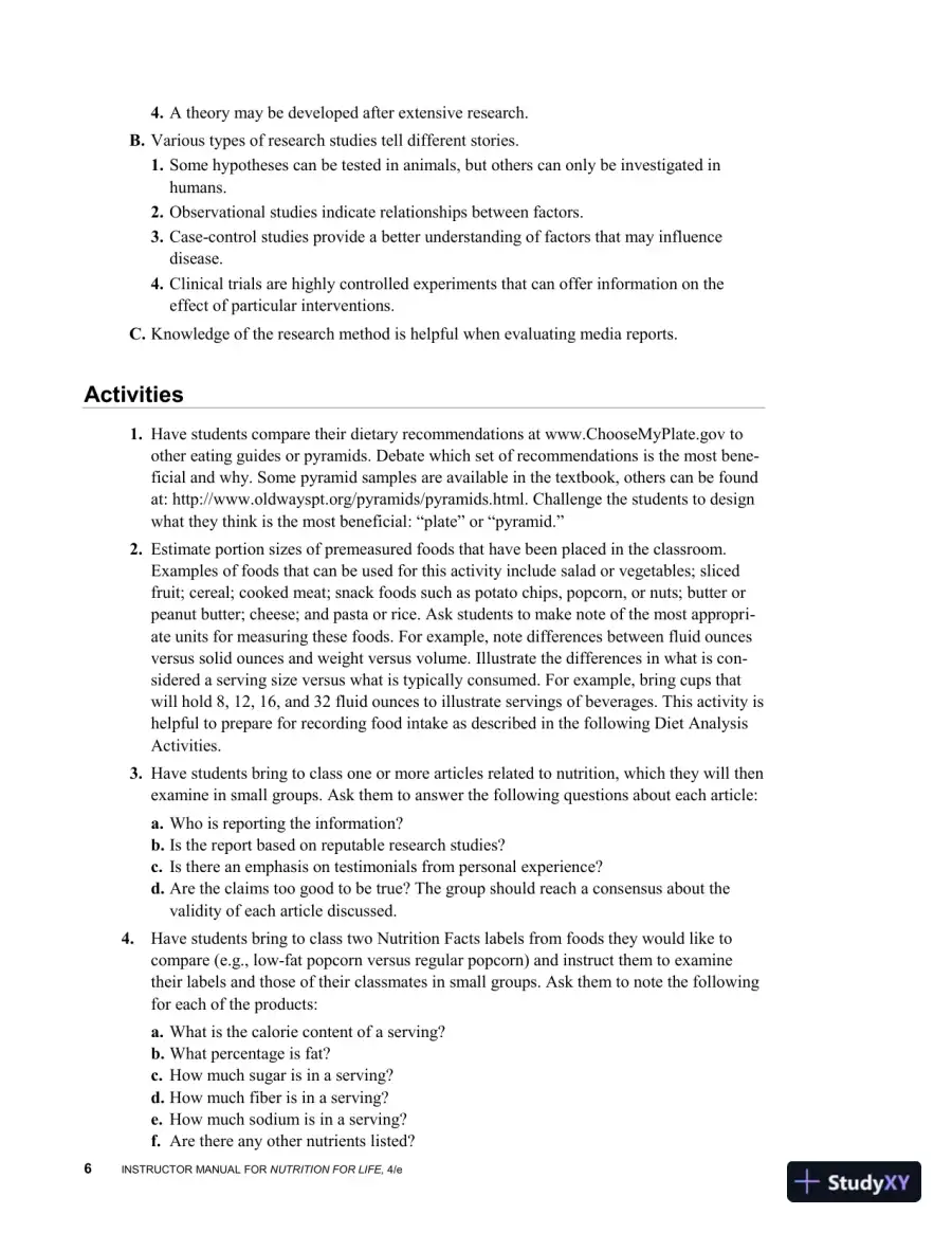 Revision Notes for Nutrition for Life, 4th Edition, page 9