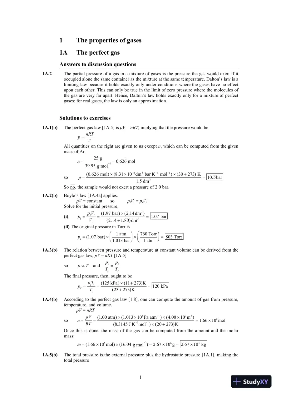 Physical Chemistry: Thermodynamics, Structure, and Change Tenth Edition Solution Manual, page 16
