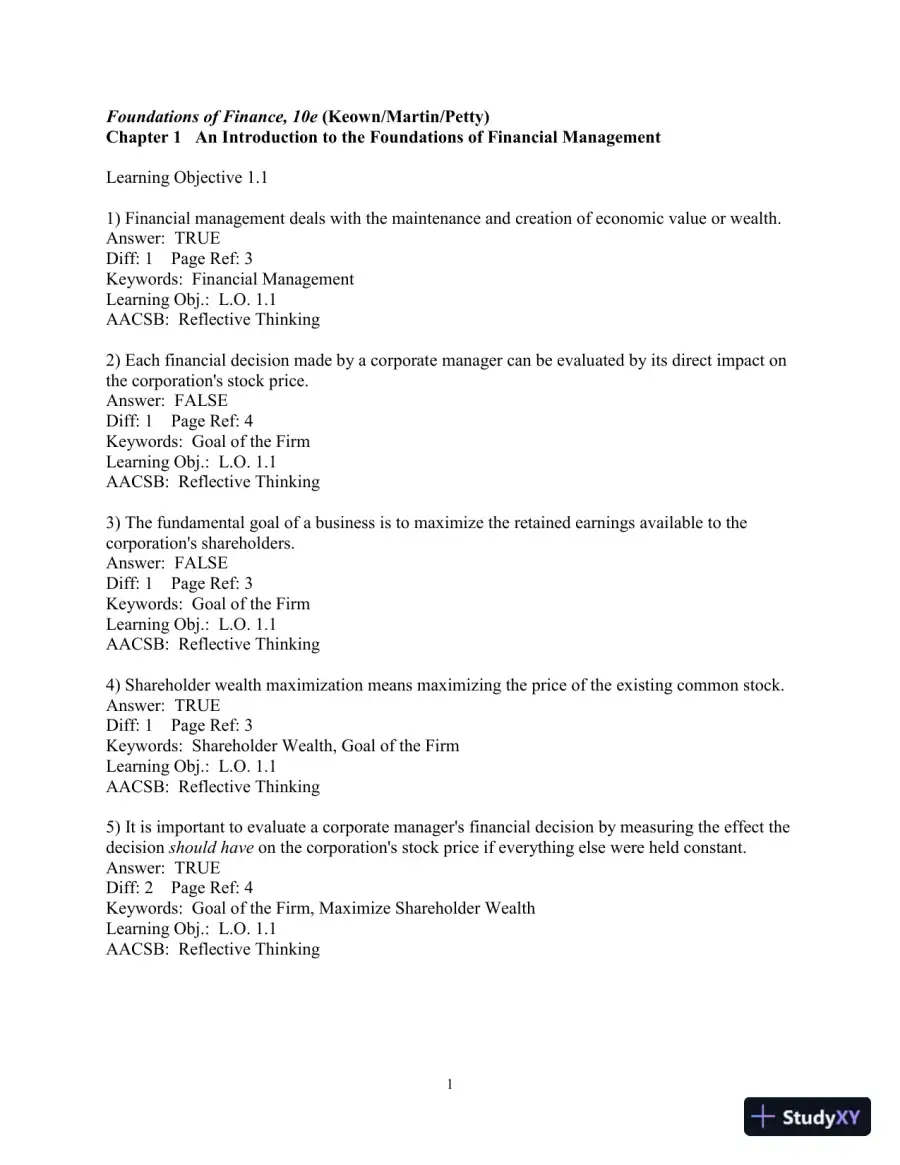 Test Bank for Foundations Of Finance, 5th Edition, page 3