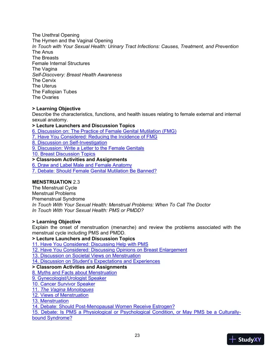 Class Notes for Human Sexuality, 4th Edition, page 24