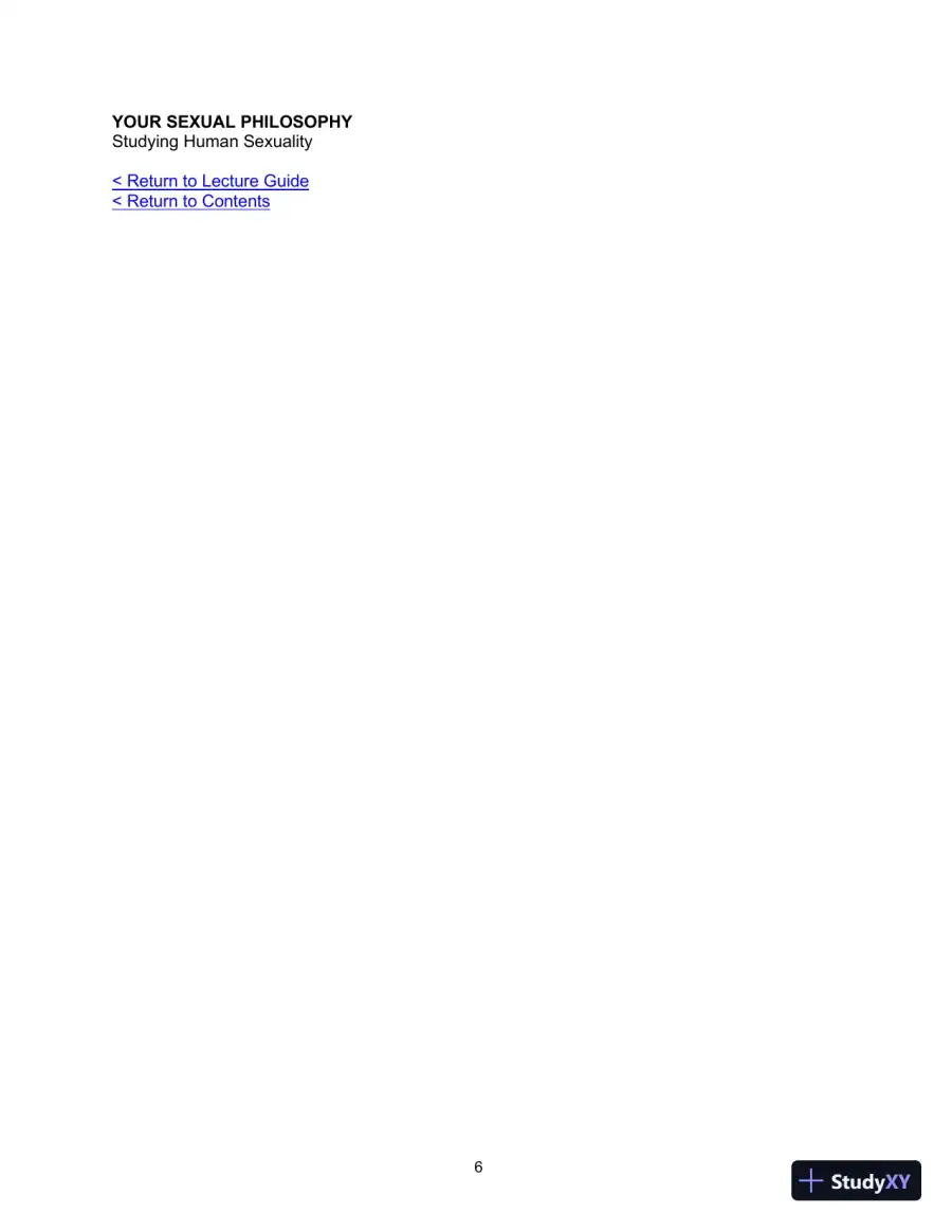 Class Notes for Human Sexuality, 4th Edition, page 7