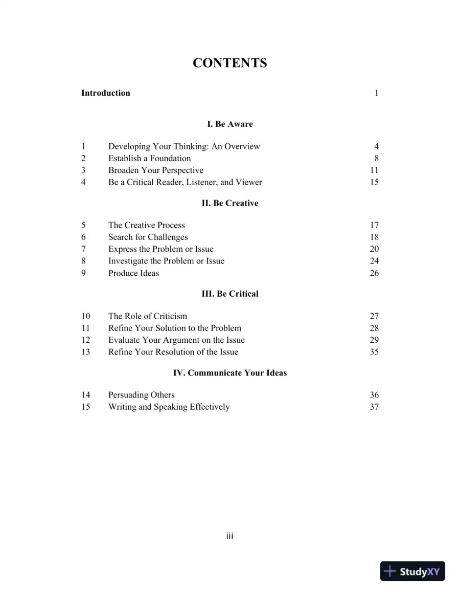 Solution Manual For Art of Thinking, The: A Guide to critical and Creative Thought, 11th Edition, page 3