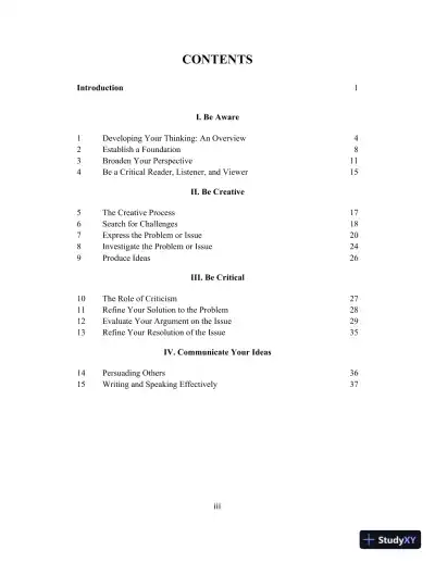 Solution Manual For Art of Thinking, The: A Guide to critical and Creative Thought, 11th Edition - Page 3 preview image