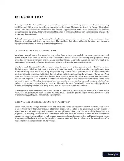 Solution Manual For Art of Thinking, The: A Guide to critical and Creative Thought, 11th Edition - Page 5 preview image