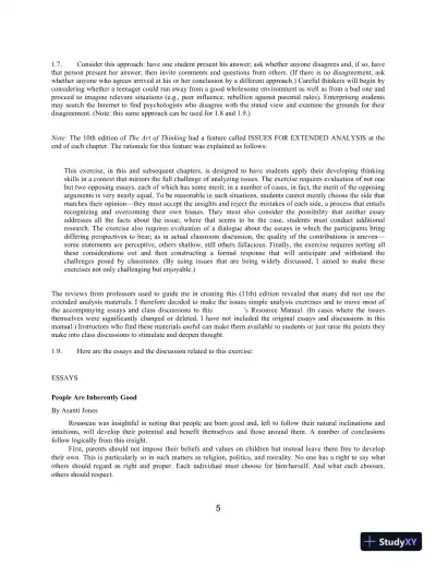 Solution Manual For Art of Thinking, The: A Guide to critical and Creative Thought, 11th Edition - Page 9 preview image