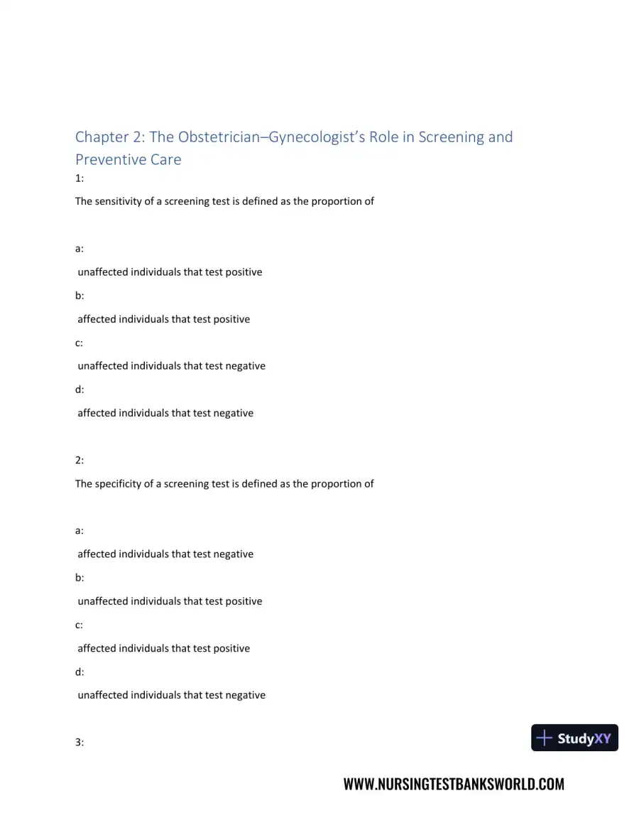 Test Bank For Beckmann and Ling's Obstetrics Gynecology, 8th Edition, page 15