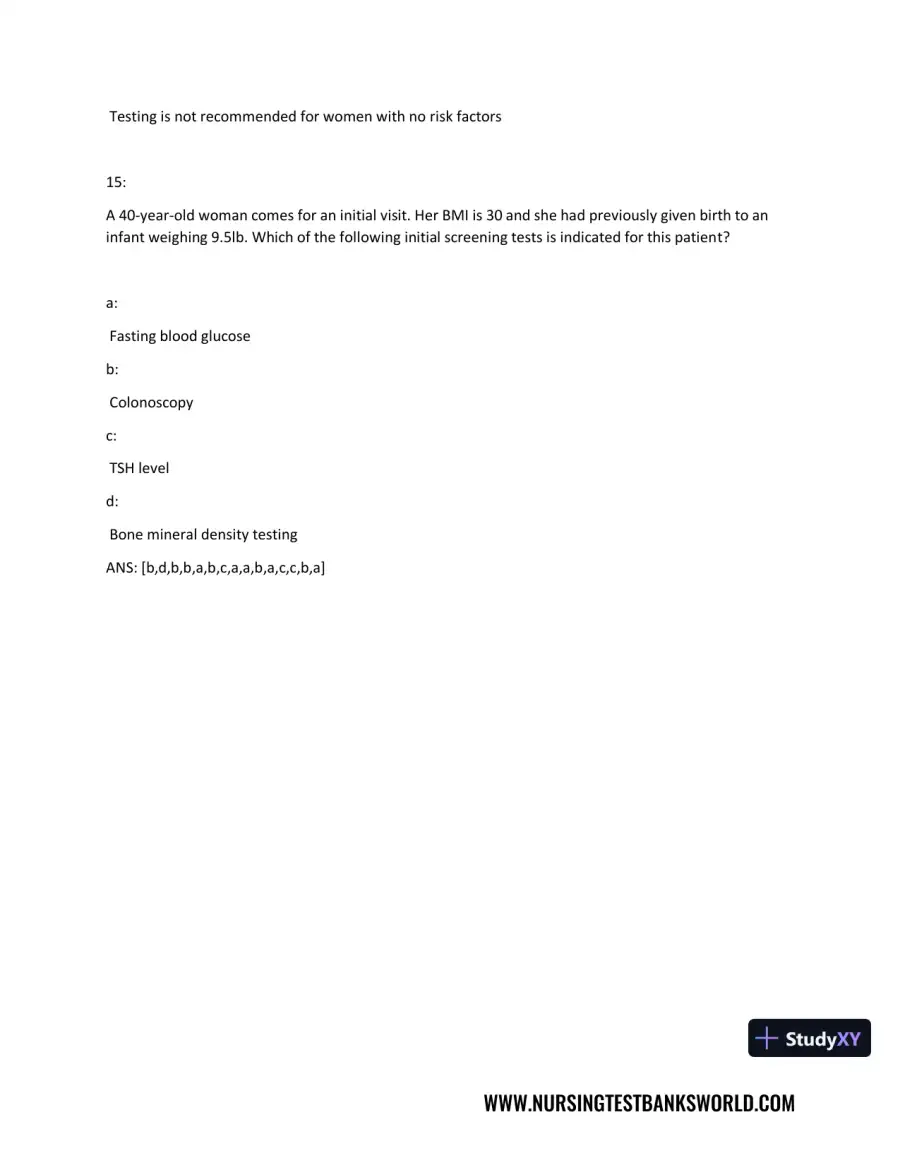 Test Bank For Beckmann and Ling's Obstetrics Gynecology, 8th Edition, page 21