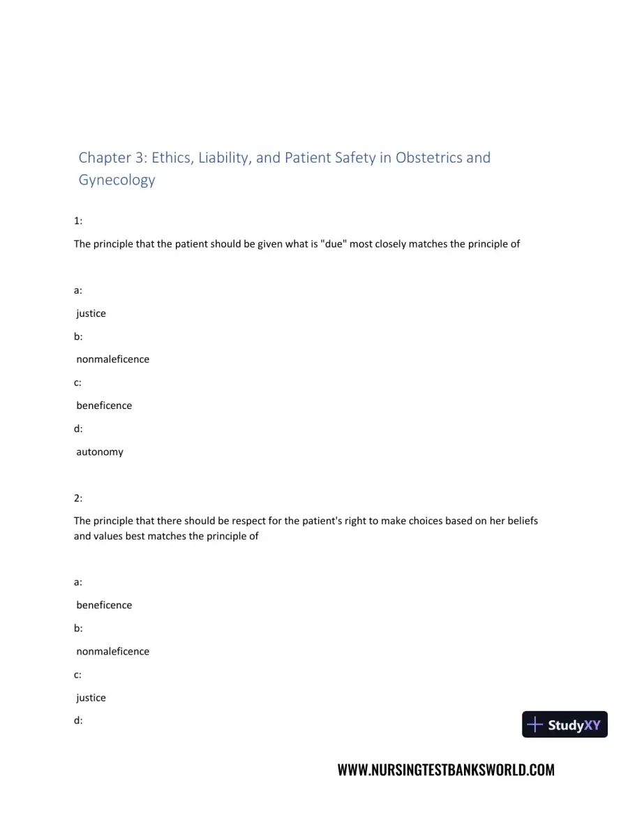 Test Bank For Beckmann and Ling's Obstetrics Gynecology, 8th Edition, page 22