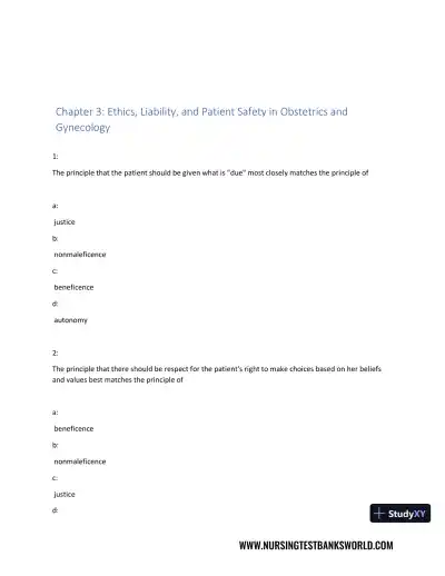 Test Bank For Beckmann and Ling's Obstetrics Gynecology, 8th Edition - Page 22 preview image