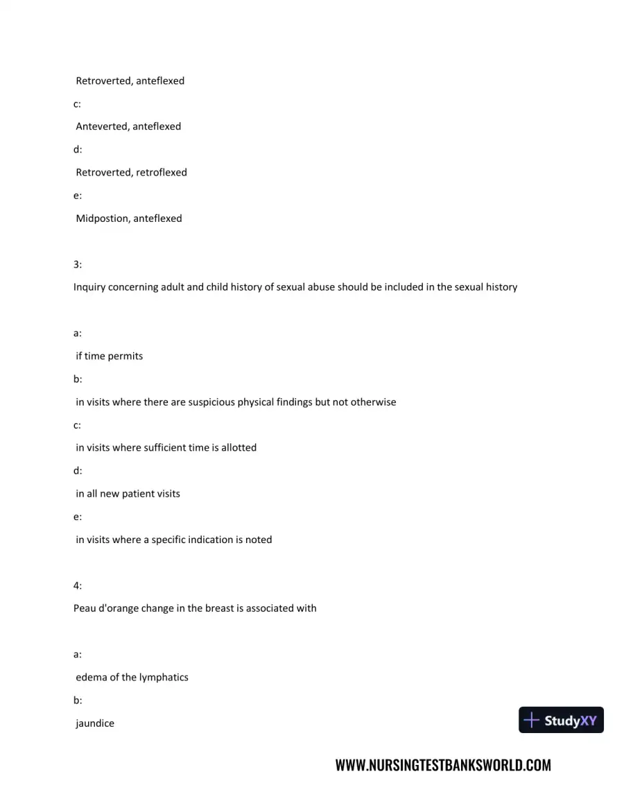 Test Bank For Beckmann and Ling's Obstetrics Gynecology, 8th Edition, page 3