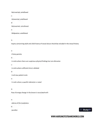 Test Bank For Beckmann and Ling's Obstetrics Gynecology, 8th Edition - Page 3 preview image