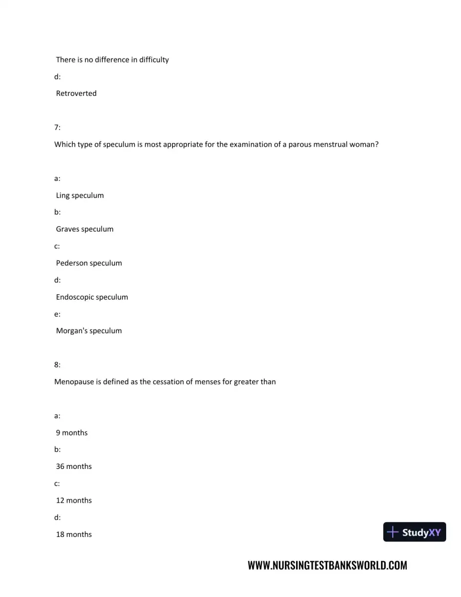 Test Bank For Beckmann and Ling's Obstetrics Gynecology, 8th Edition, page 5