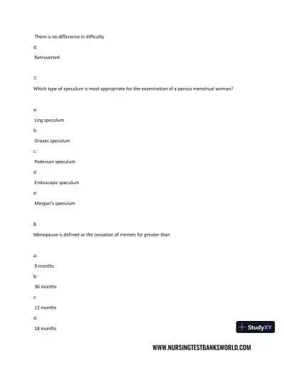 Test Bank For Beckmann and Ling's Obstetrics Gynecology, 8th Edition - Page 5 preview image
