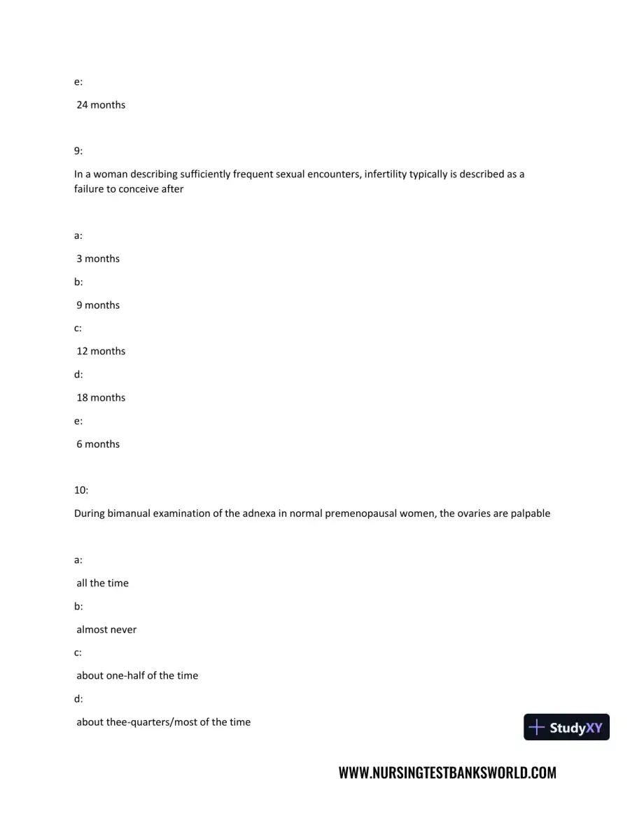 Test Bank For Beckmann and Ling's Obstetrics Gynecology, 8th Edition, page 6