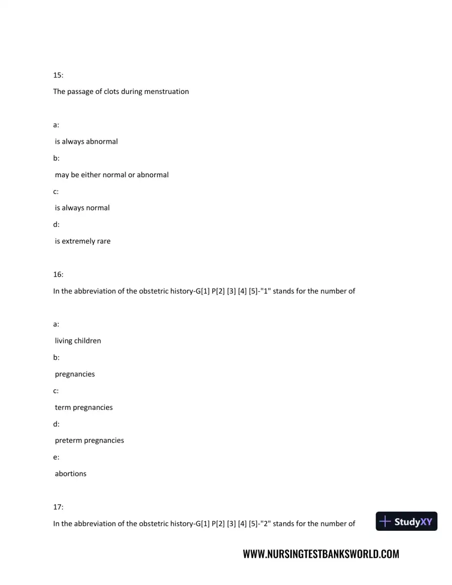 Test Bank For Beckmann and Ling's Obstetrics Gynecology, 8th Edition, page 9