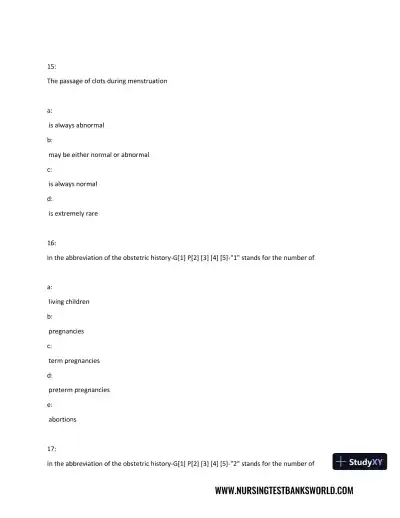 Test Bank For Beckmann and Ling's Obstetrics Gynecology, 8th Edition - Page 9 preview image
