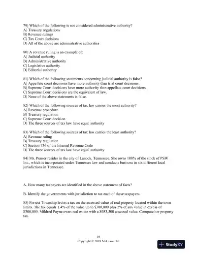 Principles of Taxation for Business and Investment Planning 2018 Edition 21st Edition Test Bank - Page 11 preview image