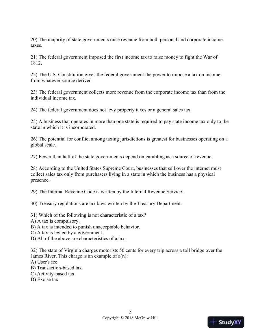 Principles of Taxation for Business and Investment Planning 2018 Edition 21st Edition Test Bank, page 3