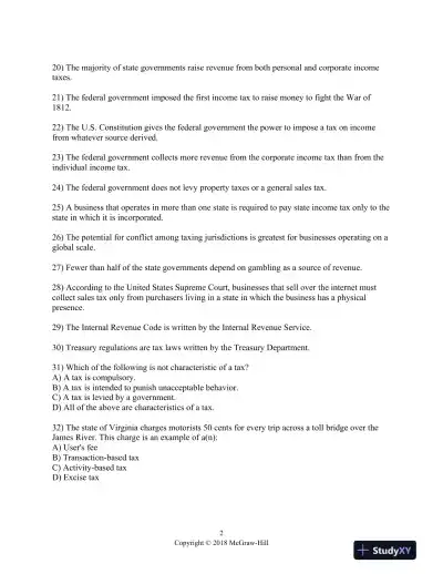 Principles of Taxation for Business and Investment Planning 2018 Edition 21st Edition Test Bank - Page 3 preview image