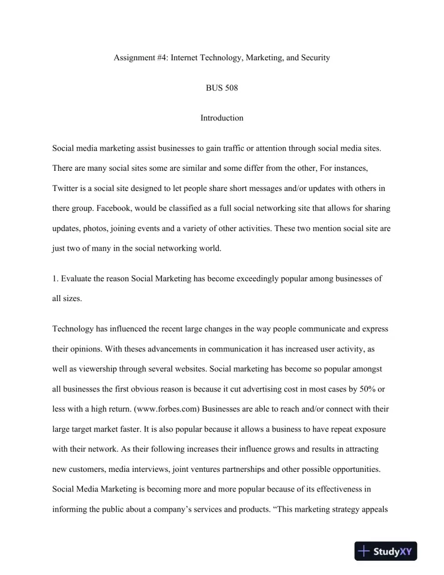 BUS 508 Internet Technology, Marketing, and Security, page 3