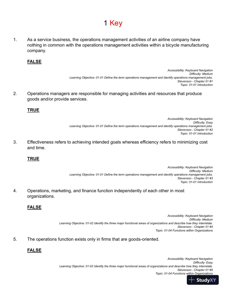 Operations Management, 5th Canadian Edition Test Bank, page 12