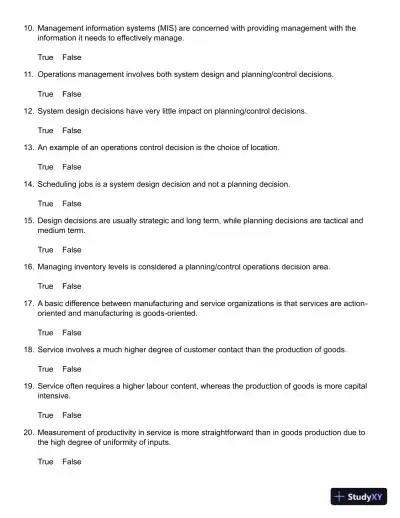 Operations Management, 5th Canadian Edition Test Bank - Page 3 preview image