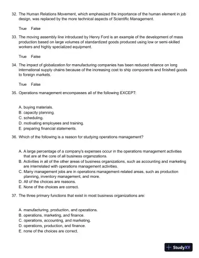 Operations Management, 5th Canadian Edition Test Bank - Page 5 preview image