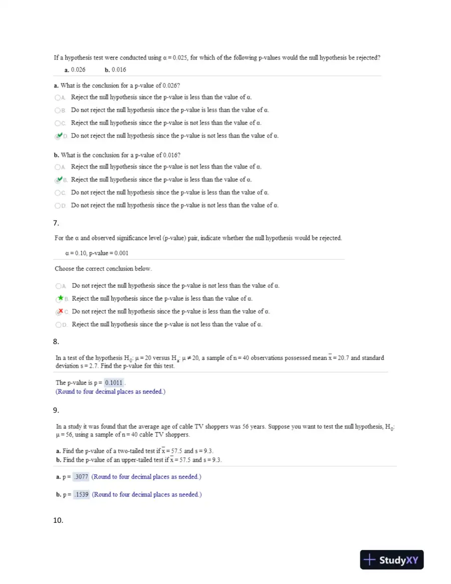 Understanding Hypothesis Testing and P-Values: Applications Across Various Statistical Scenarios, page 4
