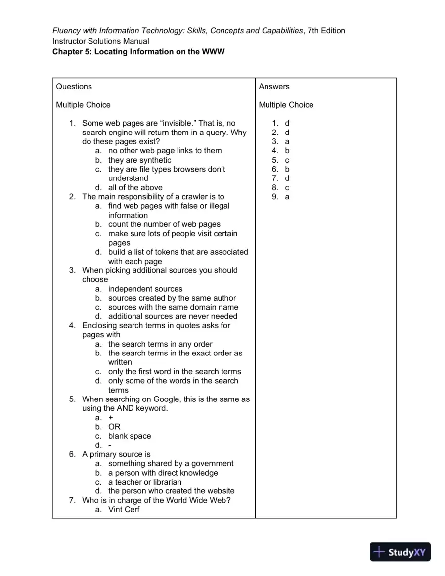 Solution Manual for Fluency With Information Technology, 7th Edition, page 17