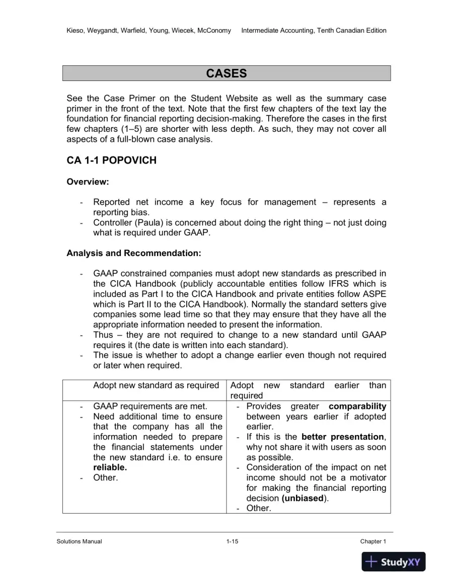 Solution Manual for Intermediate Accounting Volume 1, Tenth Canadian Edition, page 16
