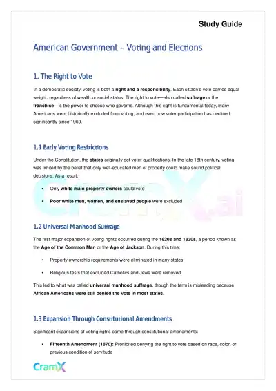 American Government - Voting and Elections - Page 1 preview image