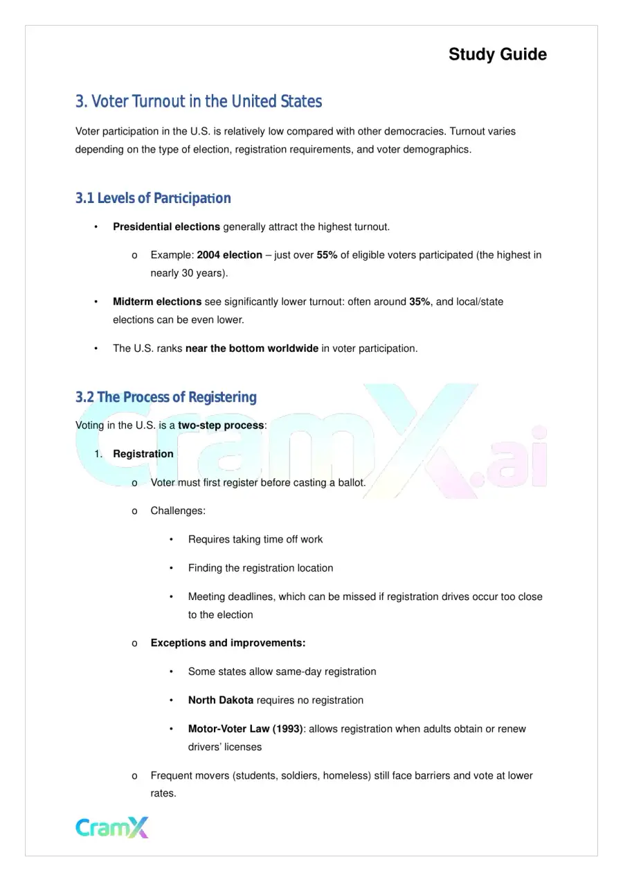 American Government - Voting and Elections, page 4
