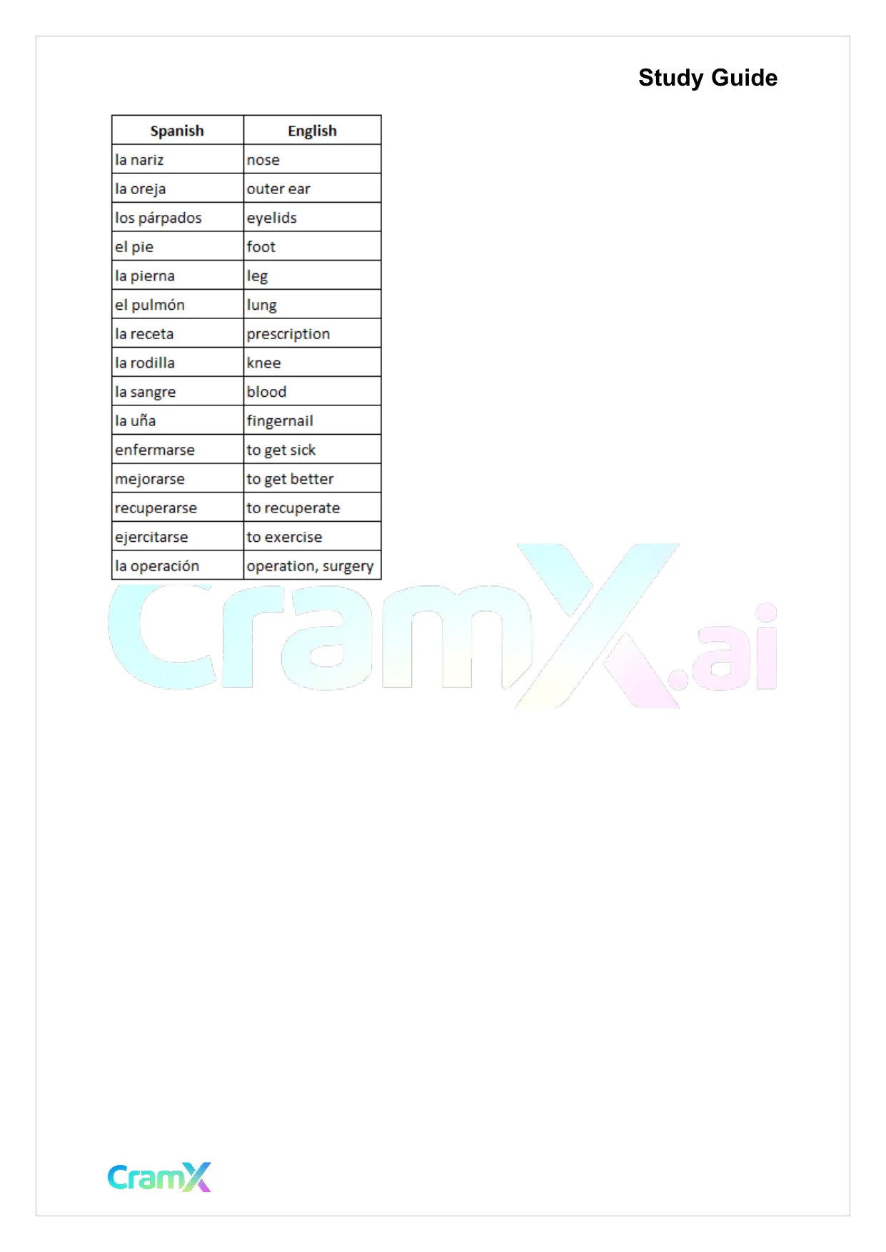 Spanish I - Thematic Vocabulary - Page 3 preview image