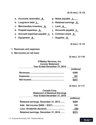 Solution Manual for Financial Accounting, 10th Edition - Page 5 preview image