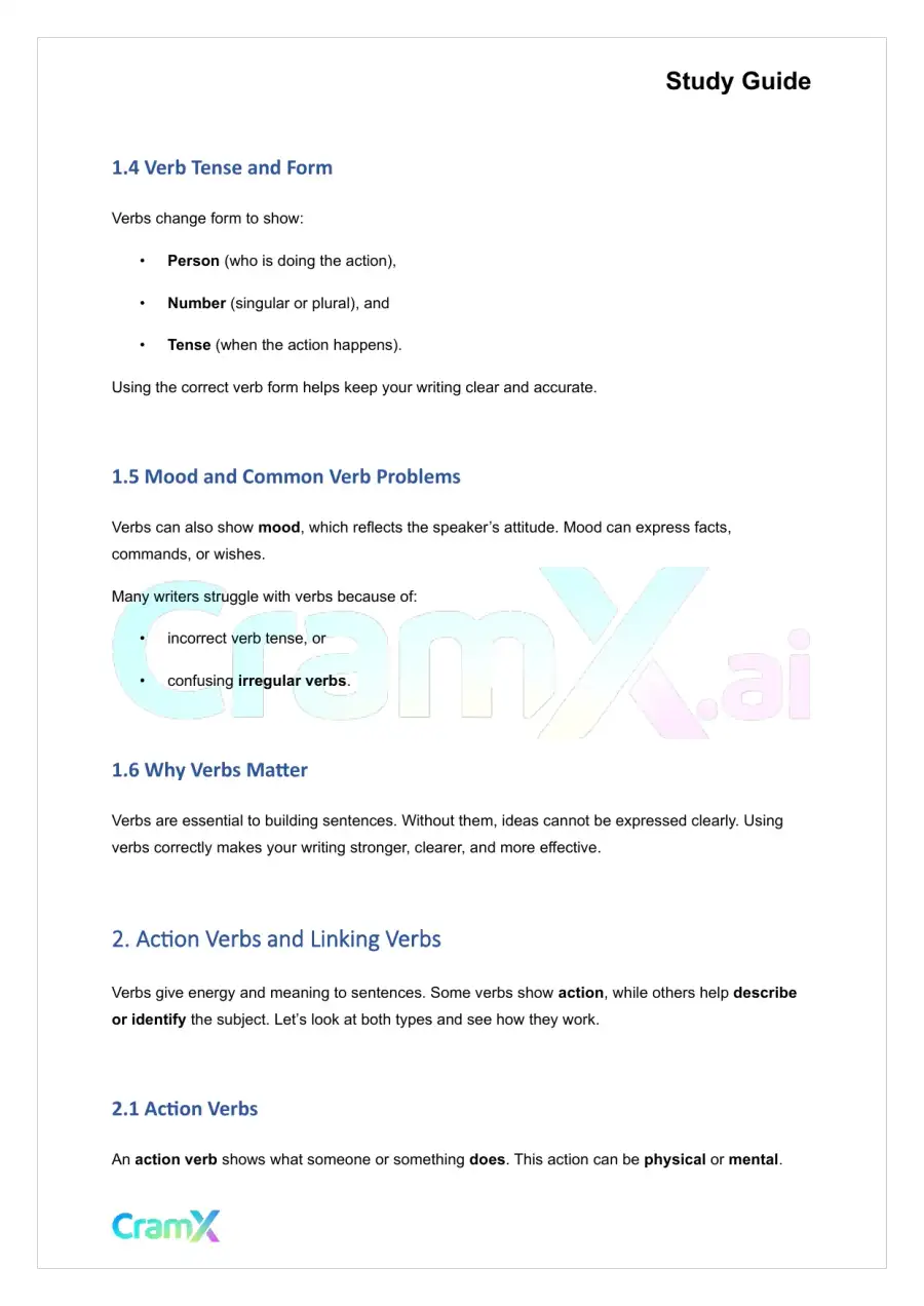 English - Verb Word or Phrase Expressing Action or, page 2