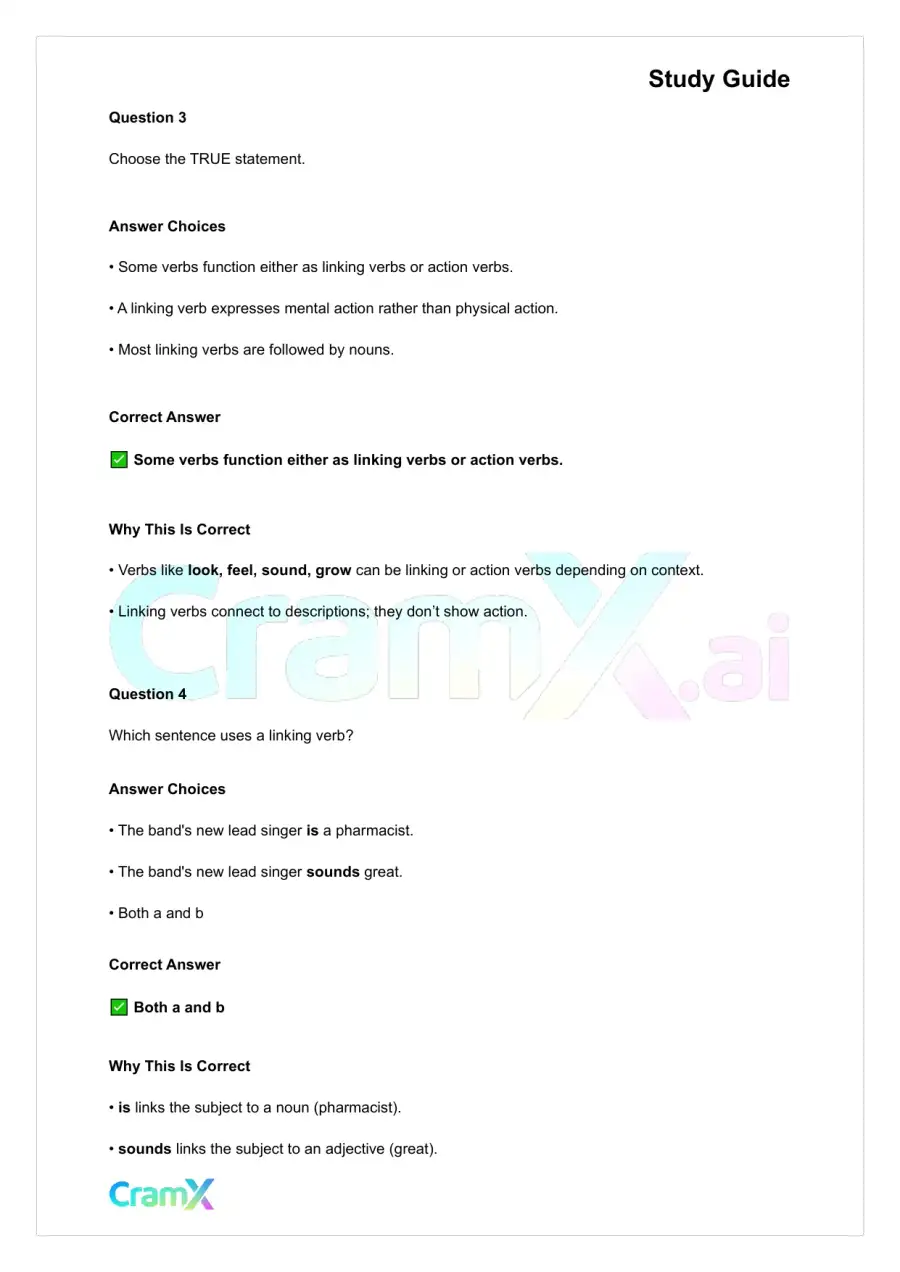 English - Verb Word or Phrase Expressing Action or, page 7
