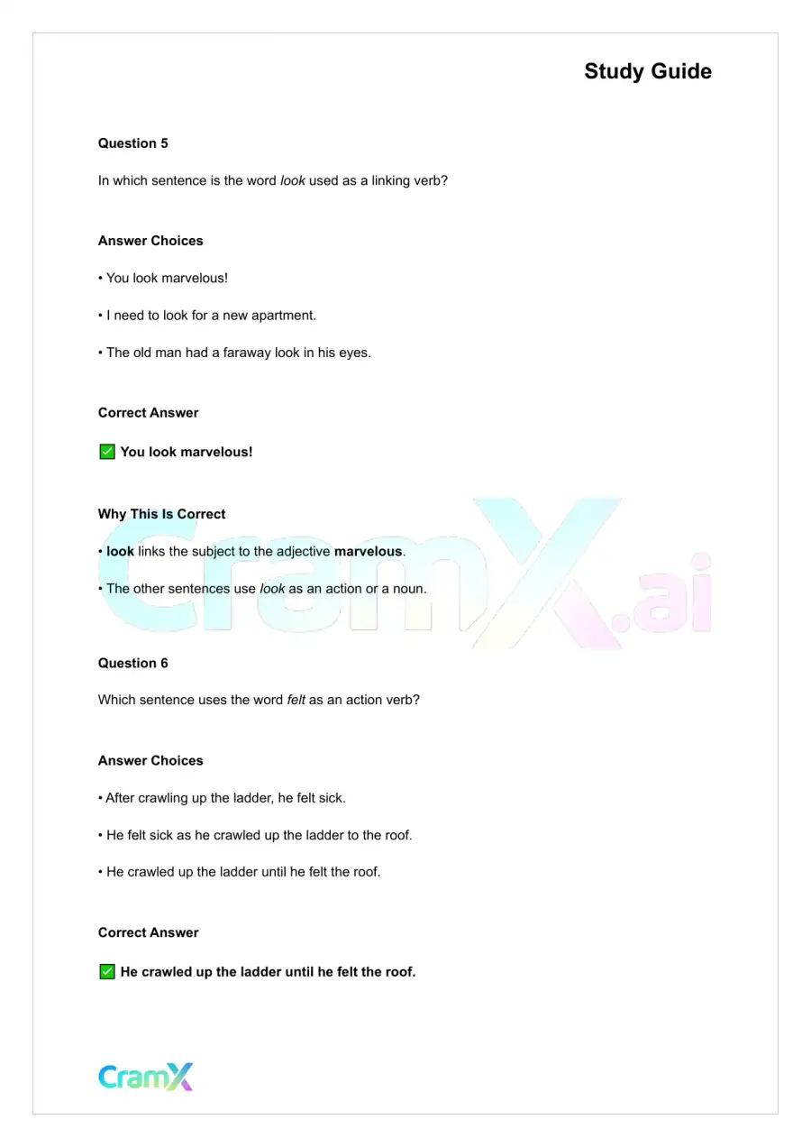 English - Verb Word or Phrase Expressing Action or, page 8