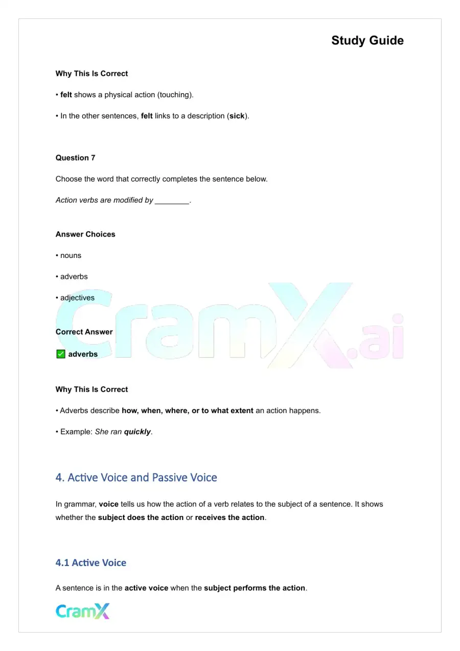 English - Verb Word or Phrase Expressing Action or, page 9