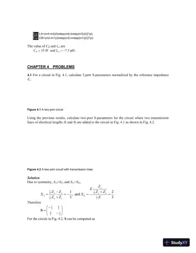 Solution Manual for Microwave Circuit Design A Practical Approach Using ADS, 1st Edition - Page 21 preview image