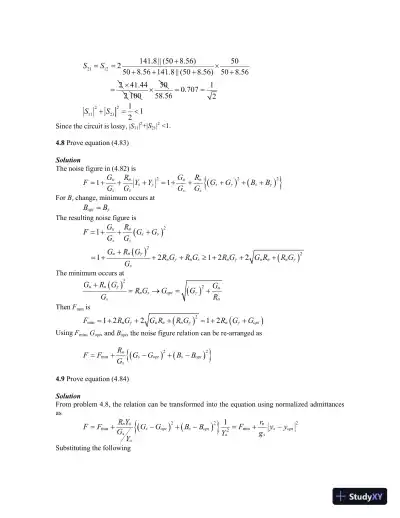 Solution Manual for Microwave Circuit Design A Practical Approach Using ADS, 1st Edition - Page 25 preview image