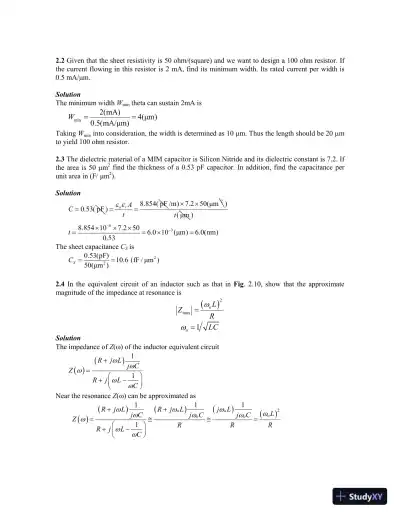 Solution Manual for Microwave Circuit Design A Practical Approach Using ADS, 1st Edition - Page 5 preview image