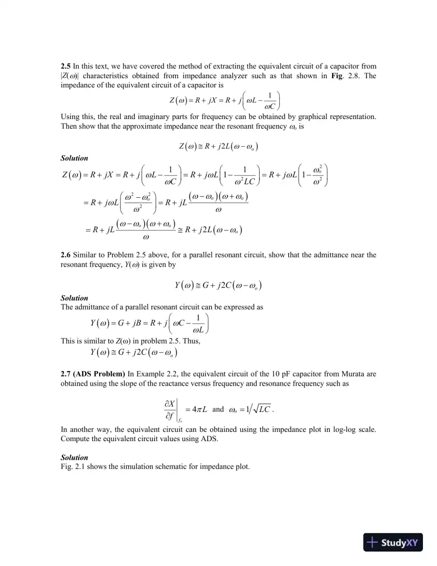 Solution Manual for Microwave Circuit Design A Practical Approach Using ADS, 1st Edition, page 6