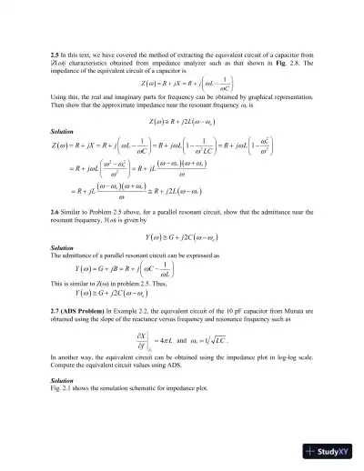 Solution Manual for Microwave Circuit Design A Practical Approach Using ADS, 1st Edition - Page 6 preview image