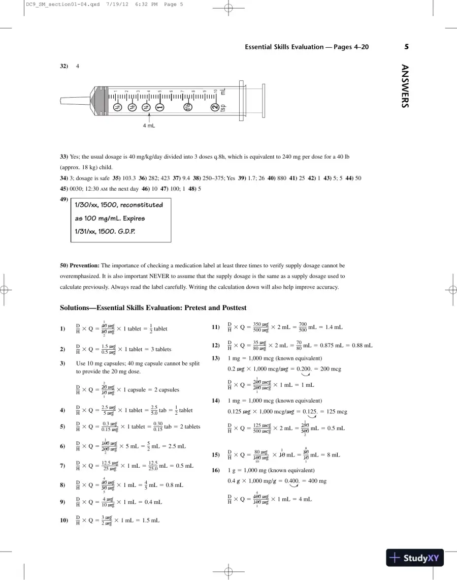 Solution Manual for Dosage Calculation, 9th Edition, page 6