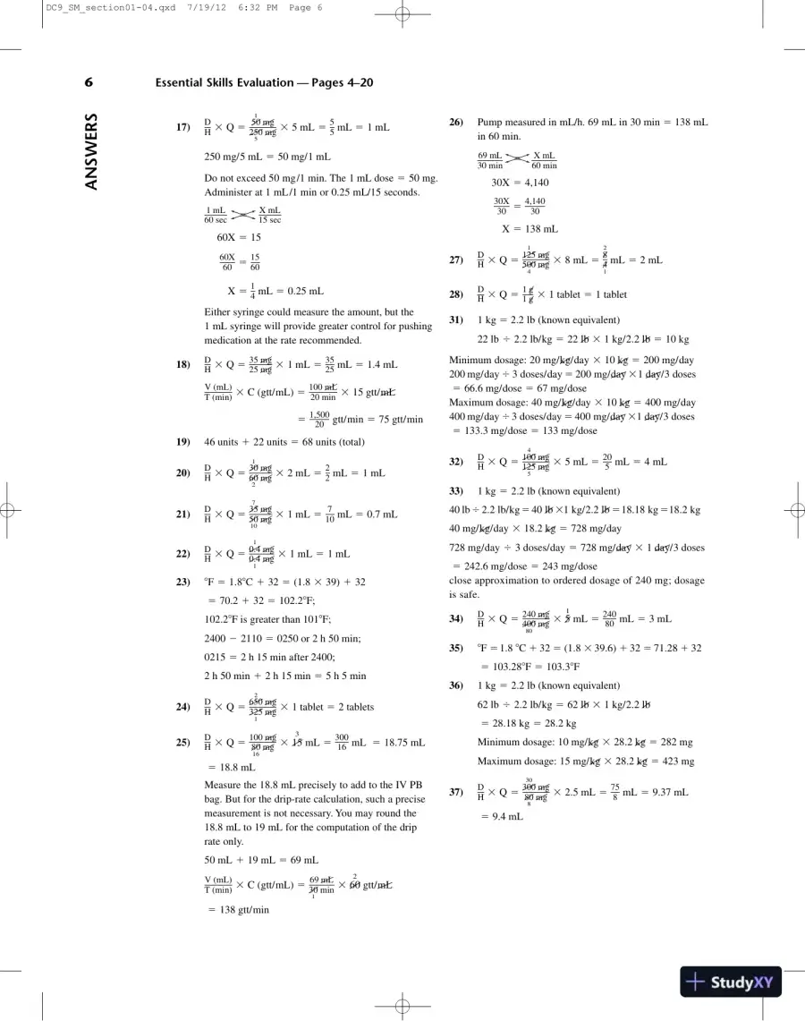 Solution Manual for Dosage Calculation, 9th Edition, page 7