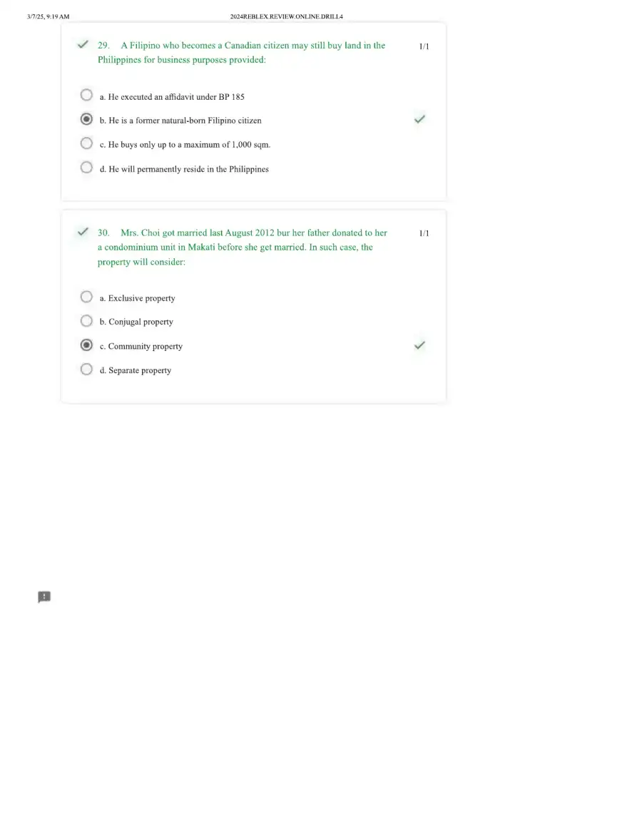 Property Law Drill 4 Marital Property, Land Owners, page 12