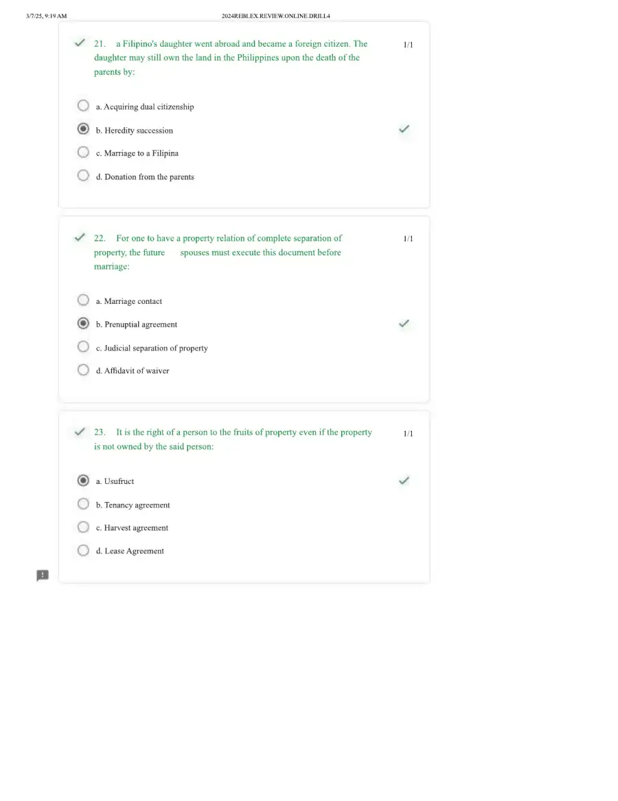 Property Law Drill 4 Marital Property, Land Owners, page 9