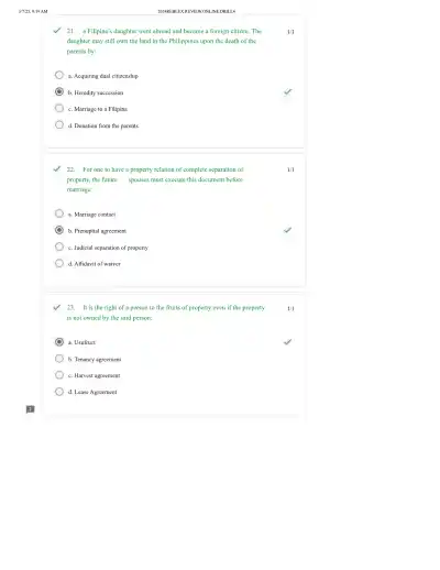 Property Law Drill 4 Marital Property, Land Owners - Page 9 preview image